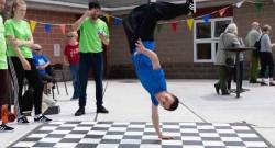 2.2 Halifax Public Libraries, Dartmouth North Branch-Outdoor Library. At the
June 2018 opening, break dancers set up and impressed many. Credit Halifax...