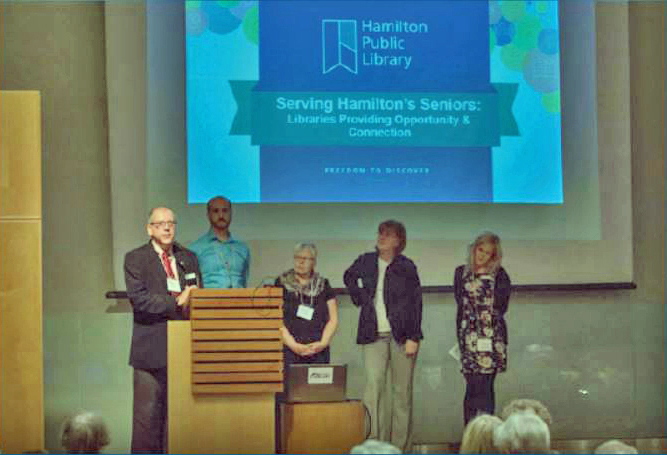 A team from Hamilton Public Library, winner of the W. Kaye Lamb Award, at the Ex Libris 2019 AGM. Credit Hamilton Public Library